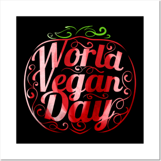 Stylized Apple Logo For World Vegan Day, Go Vegan Posters and Art